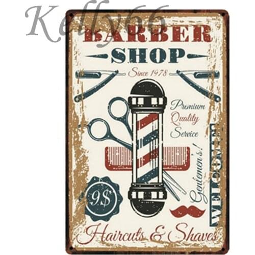 [ Kelly66 ] Barber Shop Metal Sign Tin Poster Home Decor Bar Wall Art Painting 20*30 CM Size y-1692