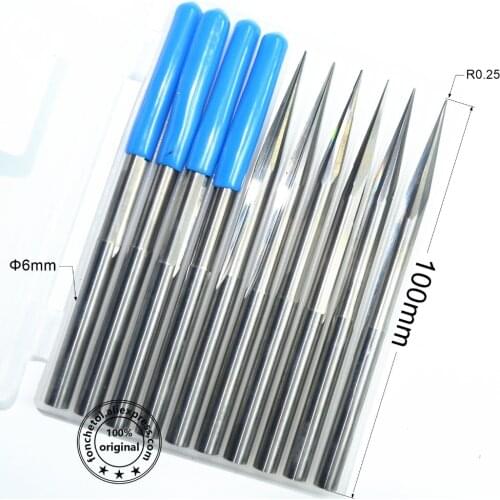 6mm*R0.25*100L,10pcs,Freeshipping Taper Ball nose End Mill,CNC milling Cutter,Solid carbide tool,woodworking router bit
