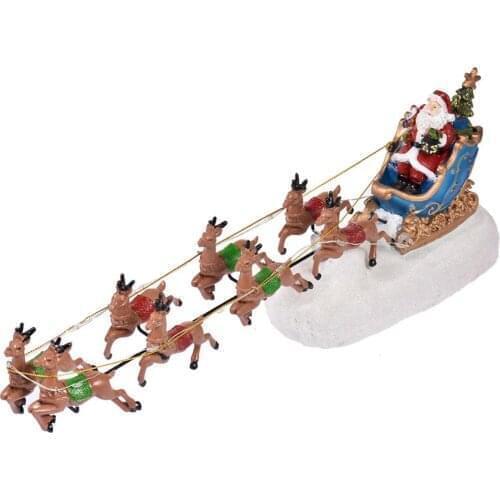 Fancy Santa Clause Reindeer Sleigh Ornament With Music And Lights Luminous Christmas Man Unique Design Decoration Great Gifts