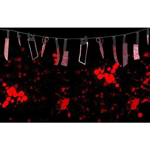 Halloween Plastic Blood Knife Tools Sets Haunted House Hanging Knife Horror Spooky Garland Halloween Decoration 5z