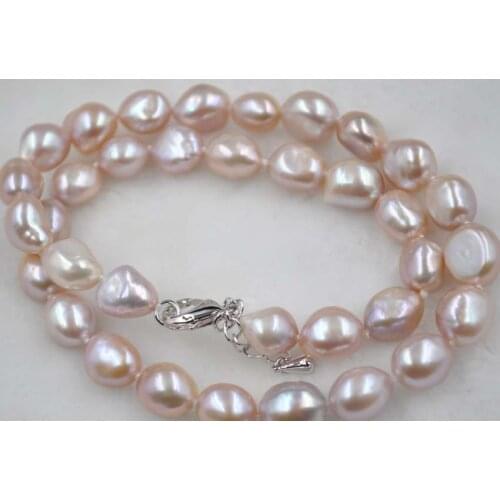 Free shipping 9-10mm natural color freshwater pearl necklace
