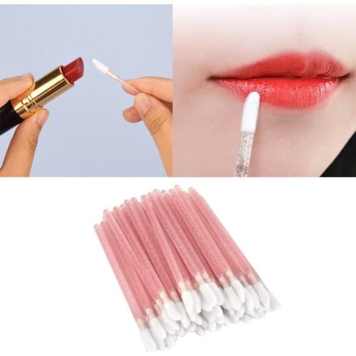 50pcs Disposable Lip Brush Wands Applicator Lipstick Gloss Makeup Tool
