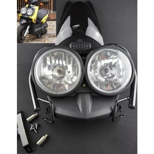 Front Bug Eyed Dual Head Light Lamp Headlight Headlamp + Upper Cover + Guard Set Black For YAMAHA Zuma BWS 125 YW125