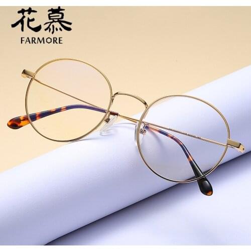 Full Rim Frame Glasses Men Vintage round Frame Metal Optical Frame Glasses Box 1600032