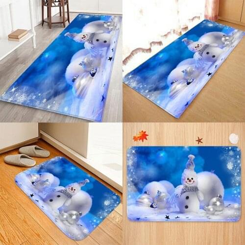 Christmas mat, Christmas snowman mat, Christmas day festive type flannel non-slip absorbent flannel mat