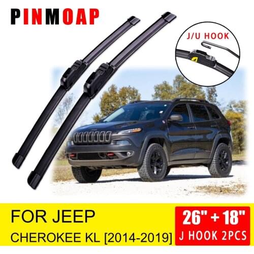 For Jeep Cherokee KL 2014 2015 2016 2017 2018 2019 Front Wiper Blades Brushes Cutter Accessories U J Hook
