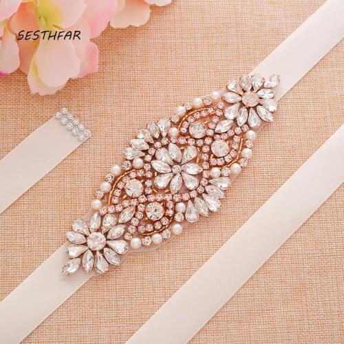 SESTHFAR Rhinestones Wedding Belts Wedding sash Diamond Bridal thin Belt for Bridal Sashes For Vintage Wedding Dress