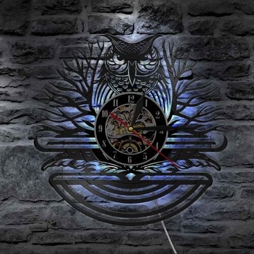 Owl Design Vintage Vinyl Record Wall Clock Animal Clock Nursery Wall Art Decor For Children Room Bedroom orologio da parete