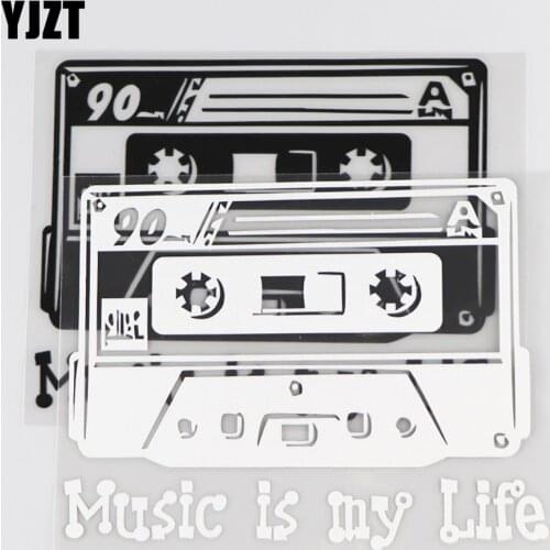 YJZT 13.8×10.6CM Music Is My Life Car Sticker Vinyl Decal Word Decor Retro Cartoon Black/Silver 4C-0486