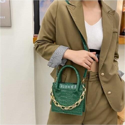 Wriufred Female bag new serpentine handbags fashion trendy leather pattern chain shoulder messenger small square bag
