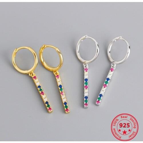 2020 New European And American Trend Style Pure 925 Silver Earrings Mixed Color Luxury Style Inlaid Zircon Female Jewelry
