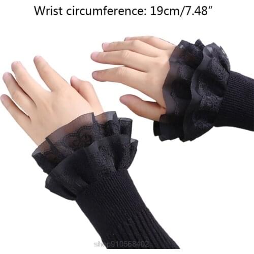Literary Women Sweet Fake Sleeves Double Layer Ruffles Lace Detachable Flared Cuffs Sweater Decorative Wrist N17 20 Dropshipping