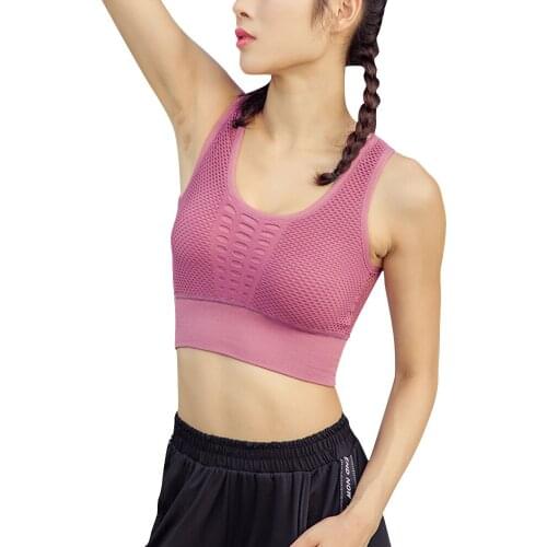 Women Sport Bra Solid Summer Stretch Elastic Sportswear Skinny Fitness Hole See Through Sports Exercise Lady Home Gym