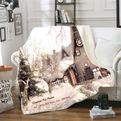 Custom Winter House Blanket Printed Quilt Cover Travel Bedding Thick Fashion Bedspread Sherpa Throw Blanket Adutls Kids Dropship