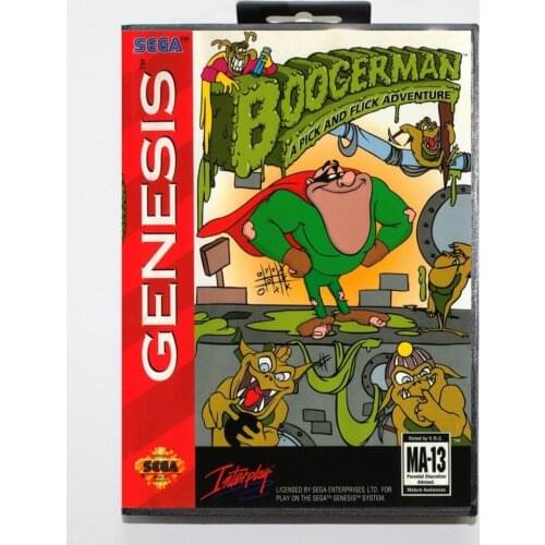 16 bit Sega MD game Cartridge with Retail box - Boogerman A Pick and Flick Adventure game card for Megadrive Genesis system