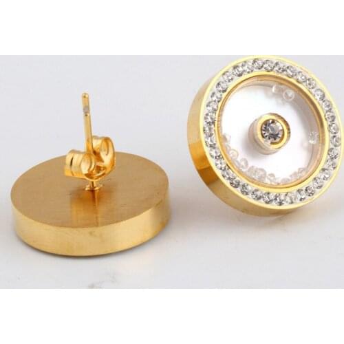 18k Yellow Gold Plated Natural Shell Diamond Earrings In Titanium Alloy Wedding Gift Female Earrings