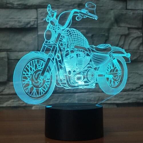 3D Illusion Lamp Motorcycle Model Night Light Touch Sensor 7 Colors Changing Atmosphere Lamp with USB Cable