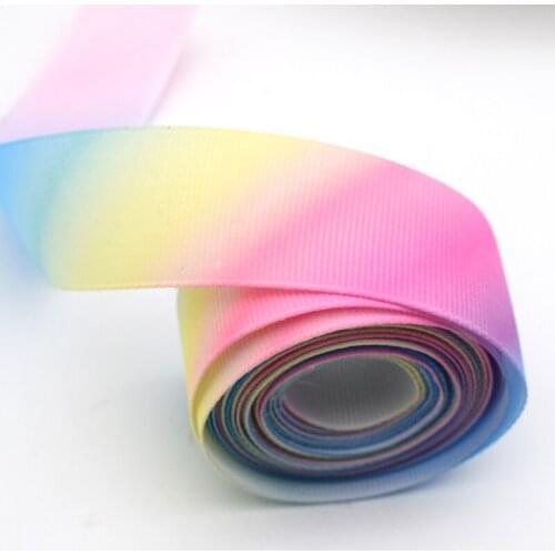 5Yards/Piece 2.5cm Width Colorful Segment Dyed Style Grosgrain Ribbon For Gift Accessories DIY Wrapping