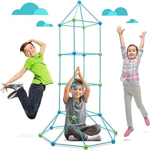 87Pcs DIY Fun Fort Building Castles Tunnels Play Tent Tower Outdoor Indoor