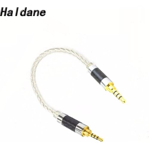Free Shipping Haldane 2.5mm TRRS Balance Male to 3.5mm TRRS Balance Male 8 Croes Silver Plated audio Male to Male Aux Cord