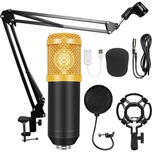 BM-800 Condenser Audio 3.5mm Wired Studio Microphone Vocal Recording KTV Karaoke Microphone Set Mic W/Stand For Computer BM800