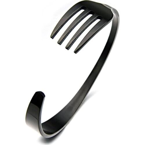 10pcs) Women Men 3 Colors Stainless Steel Fork Cuff Bracelets & Bangles for Gift Jewelry