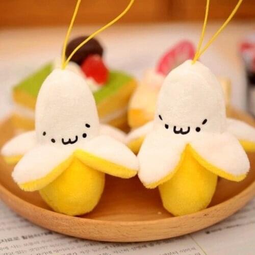 Skinned Banana KeyChains Pendants Kawaii Plush Toys Schoolbag Handbag Cartoon Comic Anime Model Doll Stuffed Toy For Children
