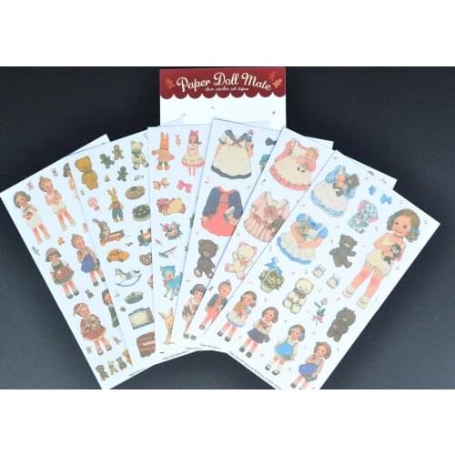 DIY Girl Decorative Stickers Adhesive Pieces For Album Photo Scrapbook Decoration Girl Series 6sheets/Set