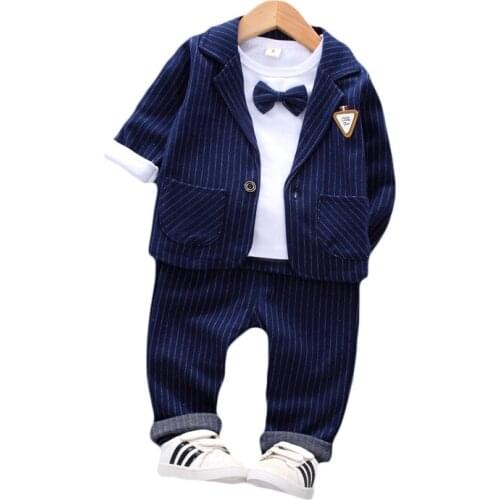 Childrens Suit Three-piece Suit New Kid Suit Handsome Boy Coat+shirt+pant Spring and Autumn Small Kids Sets 0-4 Ages