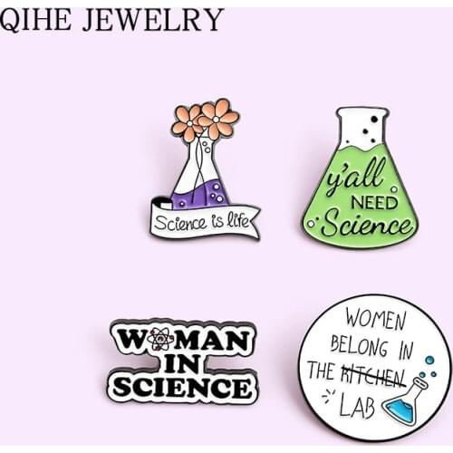 Chemistry Pharmacist Enamel Pin Science Metal Brooches Pins for Backpack Cute Black White Badge Jewelry Gifts Friends Wholesale