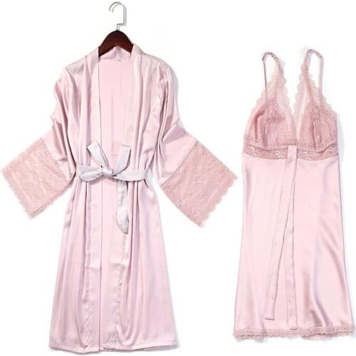 Bridesmaid Satin Robe Bride Elegant Sleepwear Sexy Lace Women Dressing Gown Bathrobe Kimono Silk Sleep Lounge