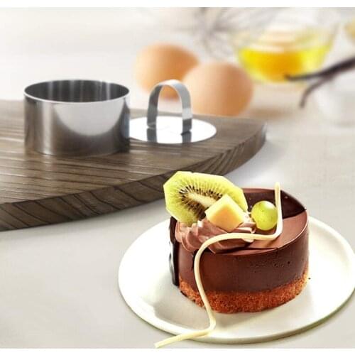 HGHO Cake Ring Cake Mold Round Stainless Steel Pastry Rings Cake Rings Forming Rings with Pushe 4 Pieces