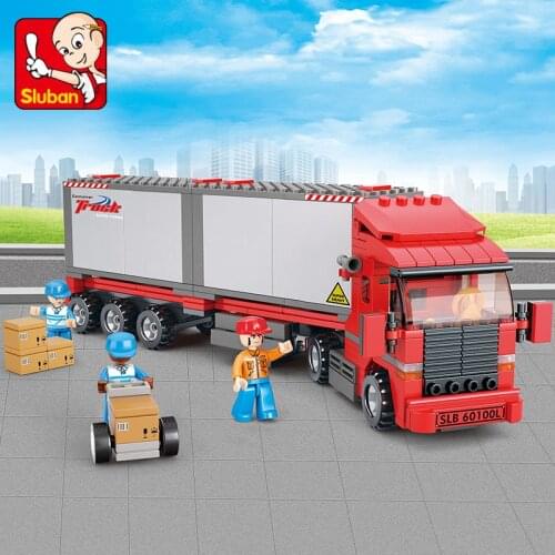 SLuban City Car-Red Big Truck Educational Toy Childrens Assembled Car Model Building Block Minifigures Toy Gift For Kids