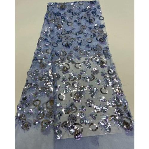 Beautiful Flower Sequin Craft Embroidery Evening Dress Fabric French Mesh African Sequins Lace Fabric Dress Wedding Dress Party