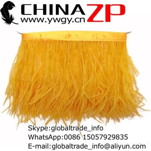 Leading Supplier CHINAZP Factory 20yards/lot Selected Prime Quality Dyed Gold Ostrich Feather Fringe Trims
