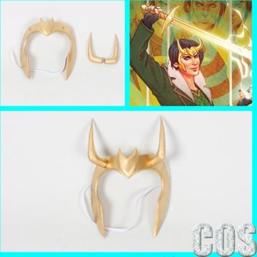 Loki Agent of Asgard Cosplay Gold Handmade Mask With Horns
