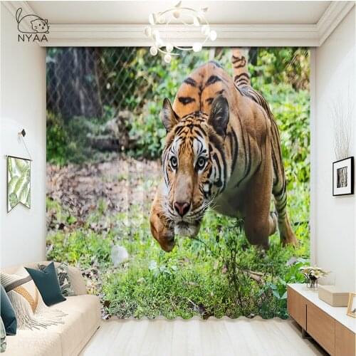 Fashion Cool Tiger Curtains Living Room Partition Kitchen Curtain Home Decoration Modern Curtains Kids Bedroom Micro Shading