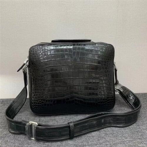Authentic Real True Crocodile Belly Skin Men Single Shoulder Bag Genuine Exotic Alligator Leather Male Flap Purse Messenger Bag