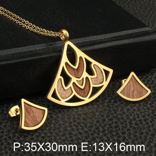 New Style Gold Colors Stainless Steel Jewelry Necklace Stud Earrings Sets Supernova Sales for Women SEDZDLBC