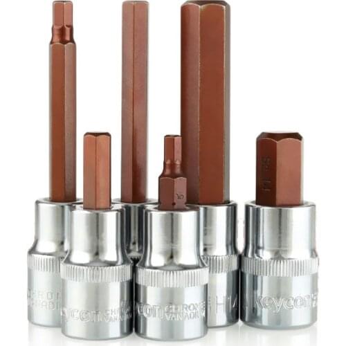 One Pcs 1/2" Drive S2 Alloy Hex Screwdriver Bit Electric Wrench Socket H5 H6 H7 H8 H9 H10 H12 H14 60mm/100mm Length Hand Tool