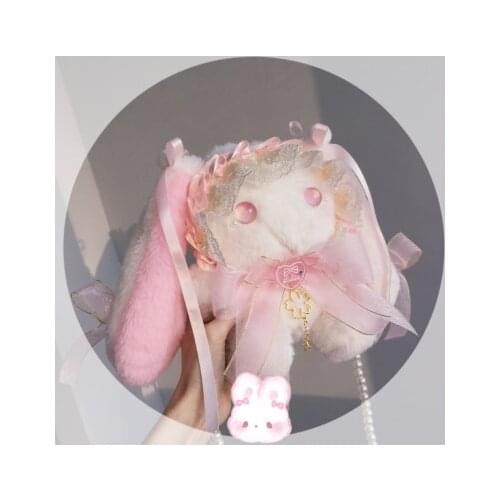 Original Lolita rabbit bag soft girl doll Lolita style backpack cherry pollen blue red cute bag