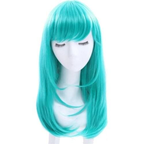 Bulma/Buruma Cosplay Wig 65cm Green Curly Synthetic Halloween Costume Party Wigs + Free Wig Cap