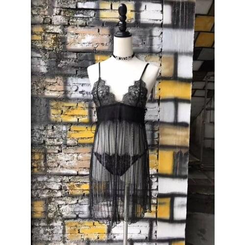 Sexy high quality lace sleepwear nightgown sleepshirt nightwear dress