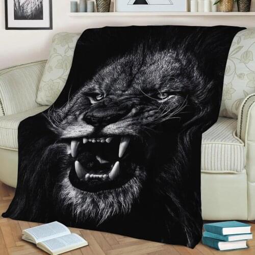 Angry lion face poster Flannel Throw Blanket 3D Printed Keep Warm Sofa Child Blanket Home Decor Textiles Dream Family Gift