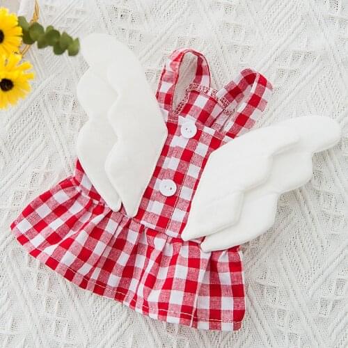 Wing Dress Pet Clothing Dogs Plaid Skirt for Dog Clothes Small Costume Thin French Bulldog Cute Summer Pink Girl Collar Perro