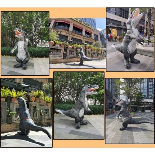 Hot T-REX Velociraptor Inflatable Dinosaur Costume Anime Purim Halloween Party Cosplay Costumes For Man Woman Fancy Dress Suit