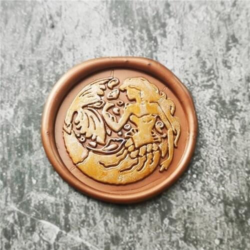 The Mermaid original vintage sealing wax stamp Wax Seal Stamp for Wedding Invitation Copper seal stamps Head Wood Handle