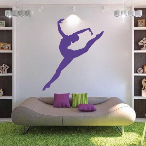 Removable Gymnastics Girl Wall Decal Art Sports Wall Adhesive Dancer Wall stickers Ballerina yoga Bedroom Art Vinyl Mural Q-22