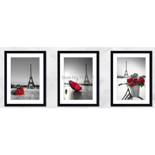 Modern decorative art prints on canvas romantic Eiffel tower 3 panels posters free shipping promotion home art