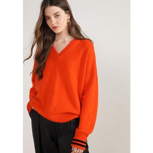 Luxury 6 ply 100% cashmere v neck sweater fashion woman winter thick jumpers oversized ladies knitted pullover casual knitwear